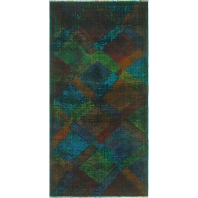 Vintage Rainbow-Dye Martyn Orange/Purple Runner - 3'3" x 6'8"