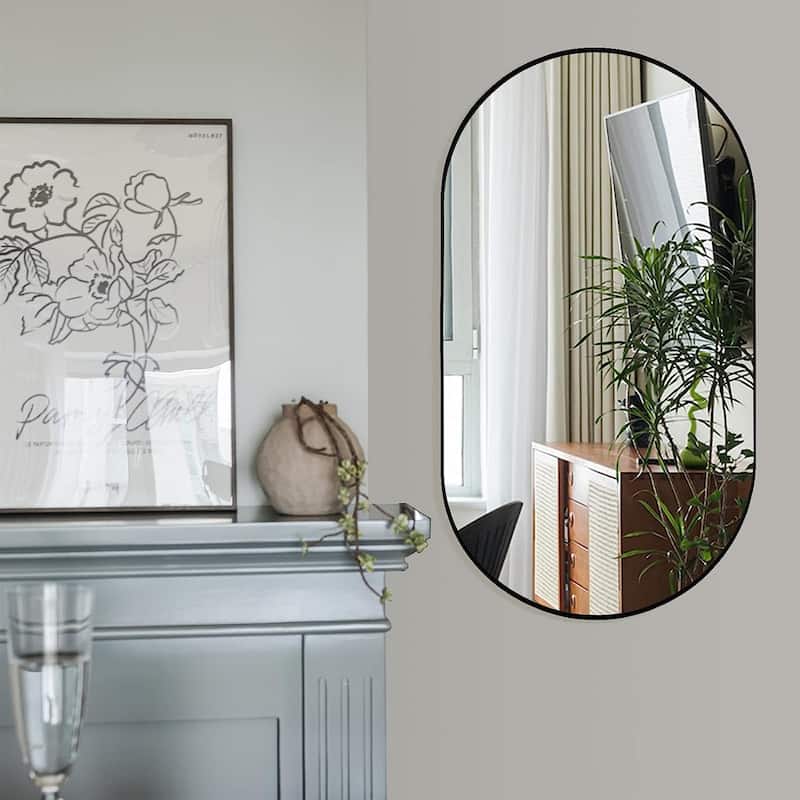 20 x 33 Inch Metal Oval Mirror,the frame is made of high quality aluminum alloy