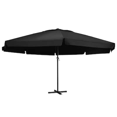 vidaXL Outdoor Parasol with Aluminum Pole 196.9" Black