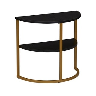 Half Moon Side End Table with Storage Shelf