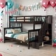 preview thumbnail 24 of 34, Modren Twin Over Full Bunk Bed with Storage and Guard Rail For Bedroom,Dorm,Kids Espresso