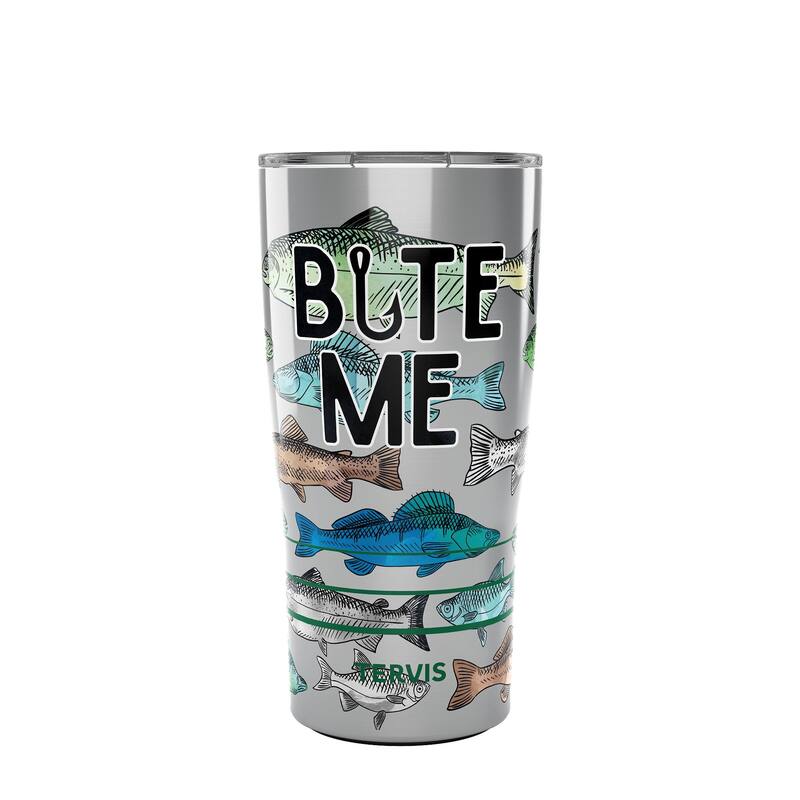 Tervis Traveler Bite Me Bait Fishing Triple Walled Insulated Travel Tumbler, Stainless Steel - 20oz