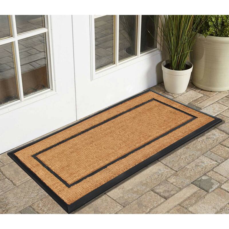 A1HC- Designer Hand-Crafted Rubber & Coir Frame Molded Double Door Mat, Perfect and more functional size