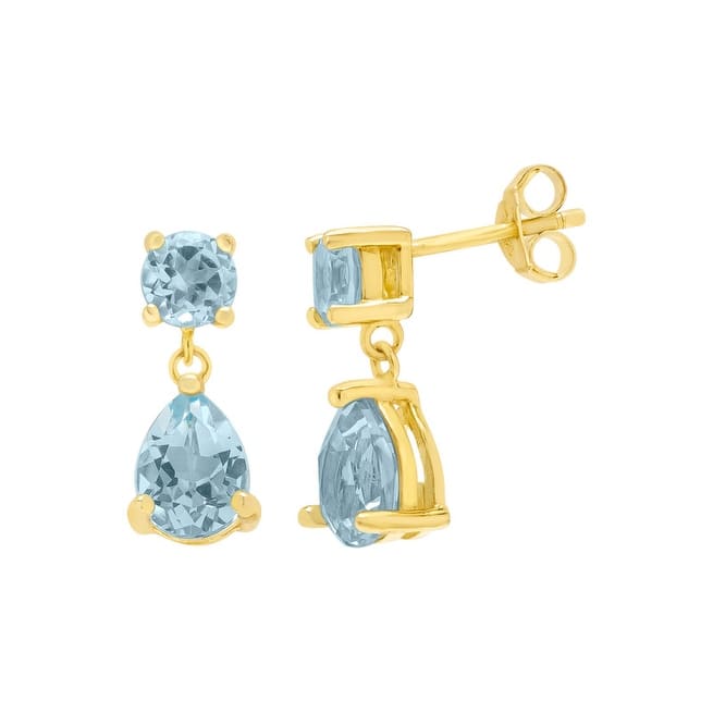Victoria Townsend 14kt. Gold over Sterling Silver Lab Aqua Pear Drop Earring