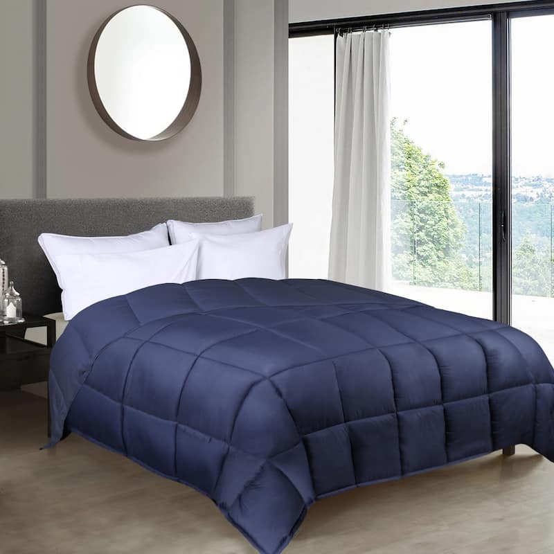 Superior Brushed Microfiber Down Alternative Reversible Comforter - King - Navy Blue