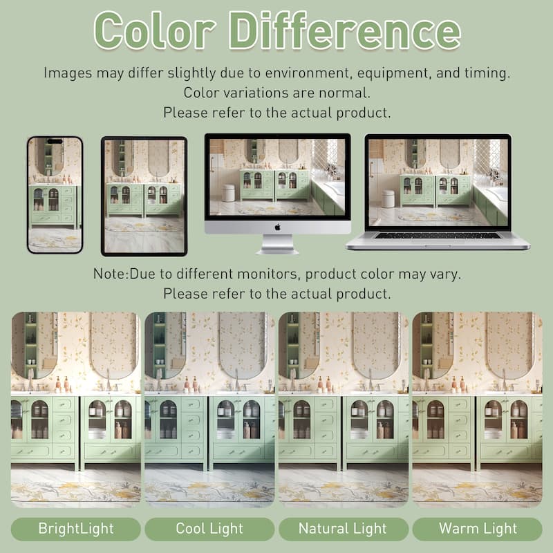 GDFStudio - Wesbridge Modern Double Sink Bathroom Vanity Set with 8 Drawers, 4 Soft-Closing Glass Doors - 72'W