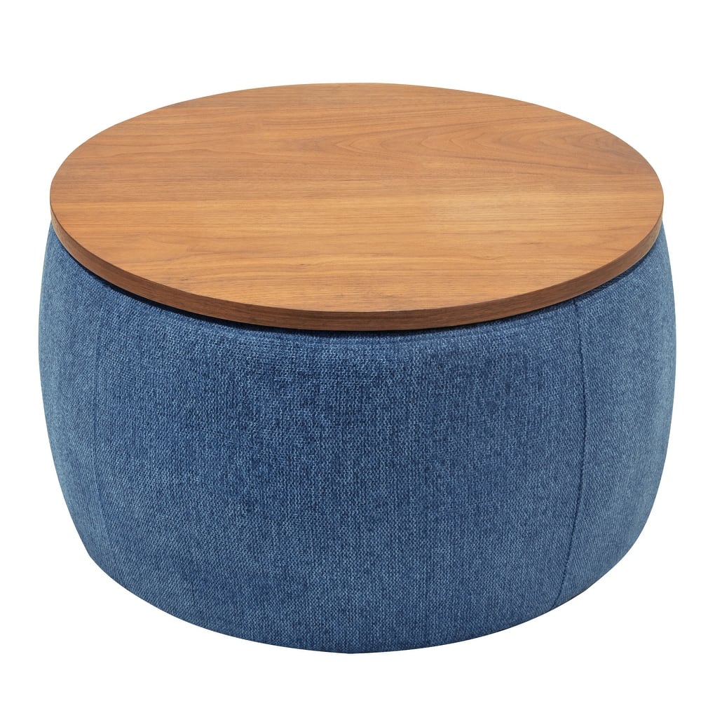 25.5"x25.5"x14.5" in. Round Storage Ottoman