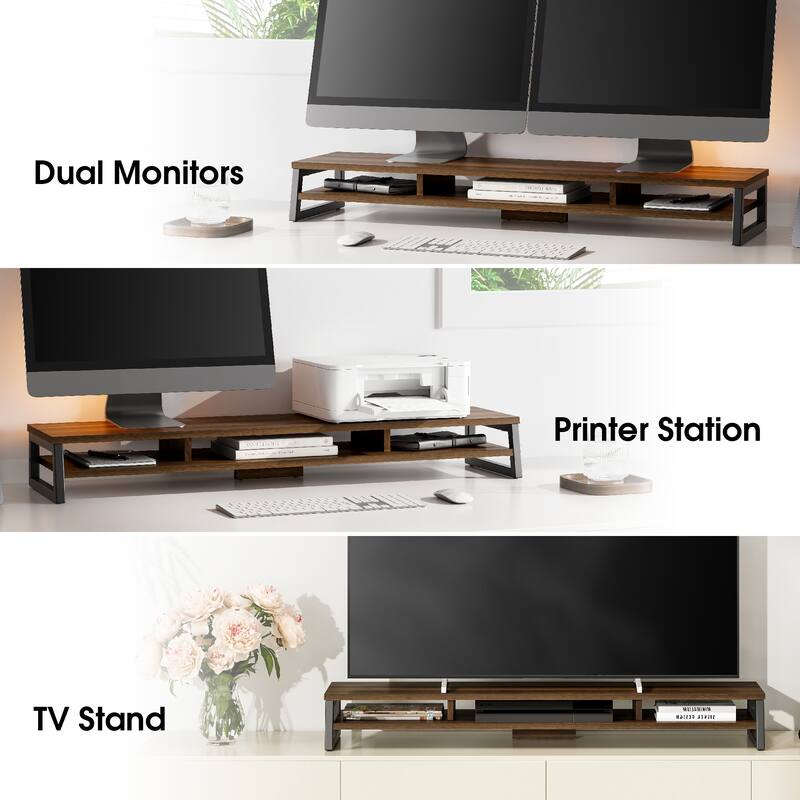 Fenge Dual Monitor Stand Riser for Desk, 42.5in Large Monitor Stand for 2 Monitor - 42.5x9.2x5.4 inches
