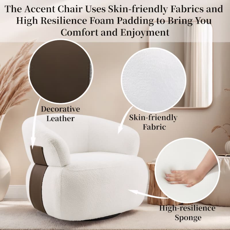 Kieon 33"W 360 Swivel Barrel Chair Modern Accent Chair Set of 2