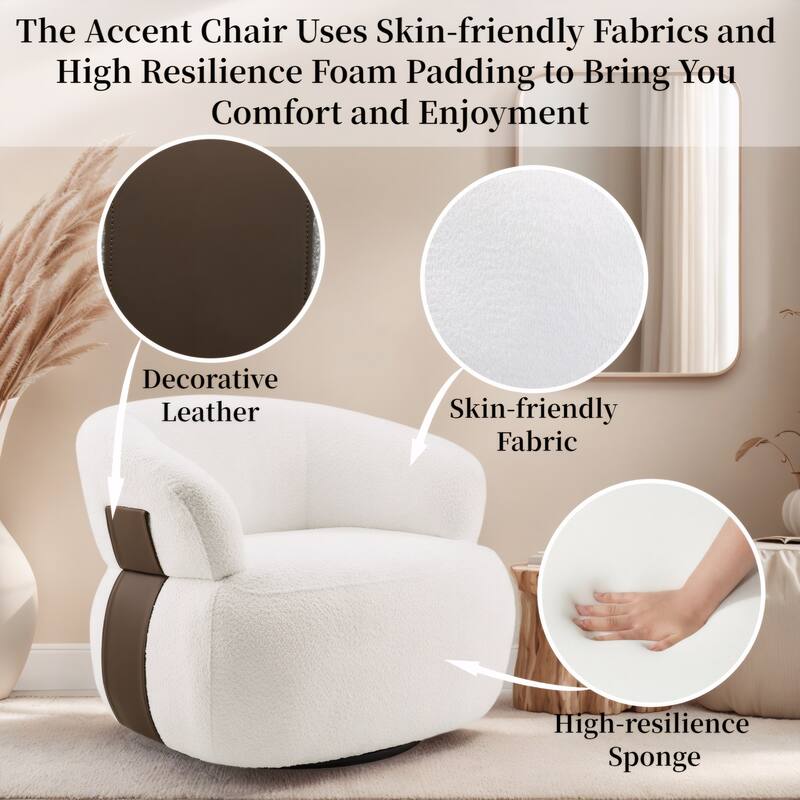 Kieon 33"W 360 Swivel Modern Barrel Chair Accent Chair Set of 2