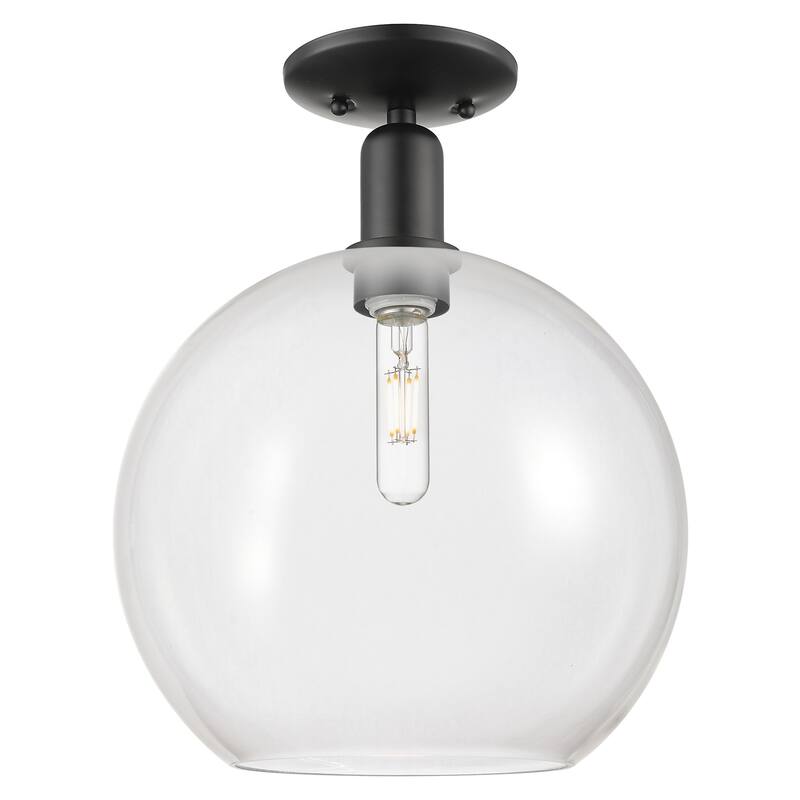 Innovations Lighting 716-1C-16-12 Athens Semi-Flush Athens 12" Wide - Matte Black / Clear