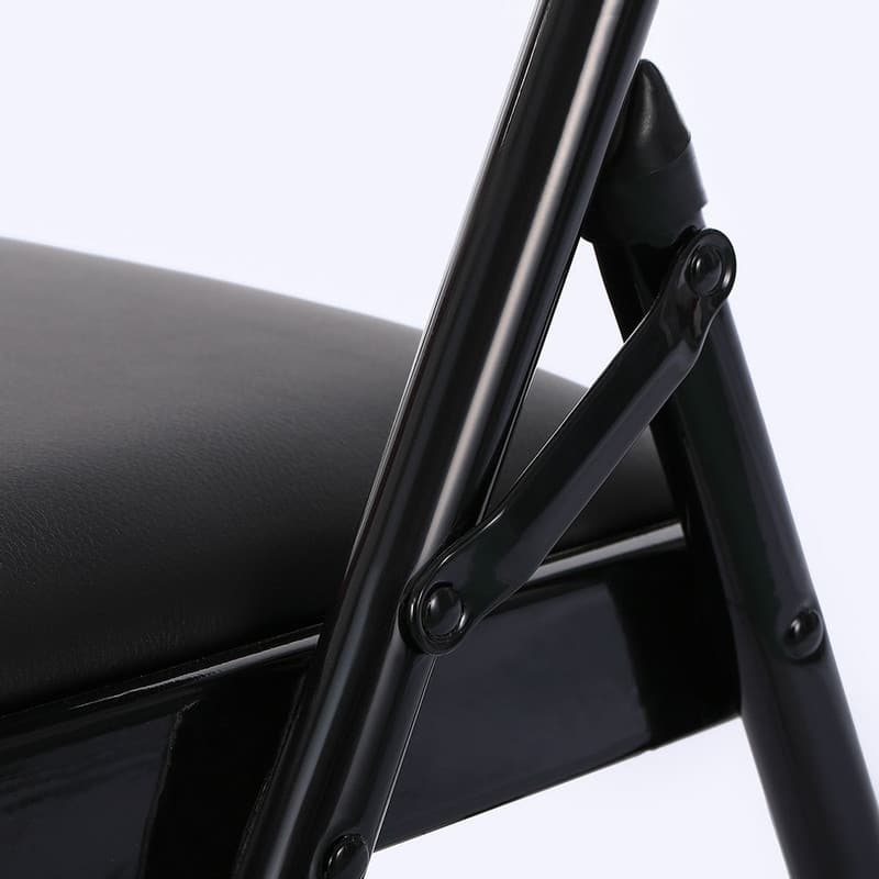 Folding Chairs with Leather Padded Seats Black for Home Office 6-Pack