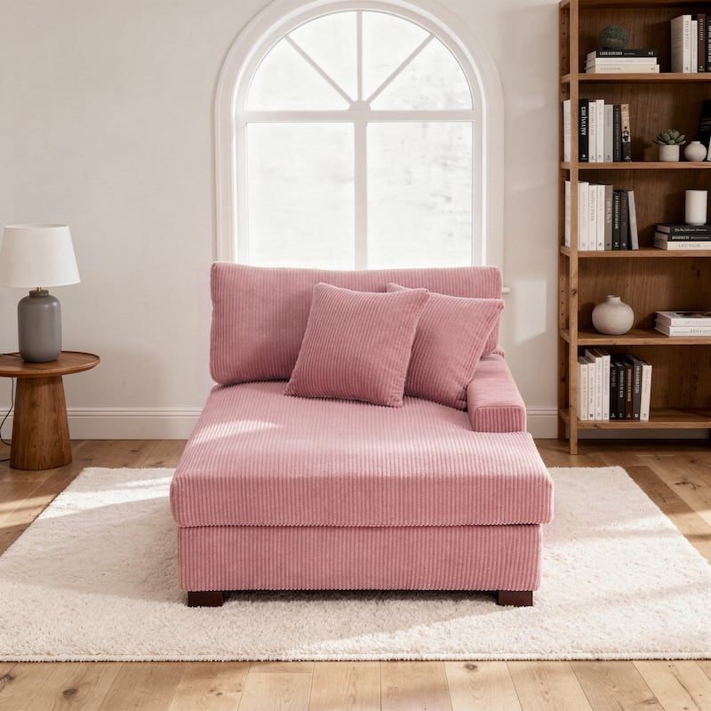 Corduroy Chaise Lounge Chair Upholstered Indoor Lounger Sofa