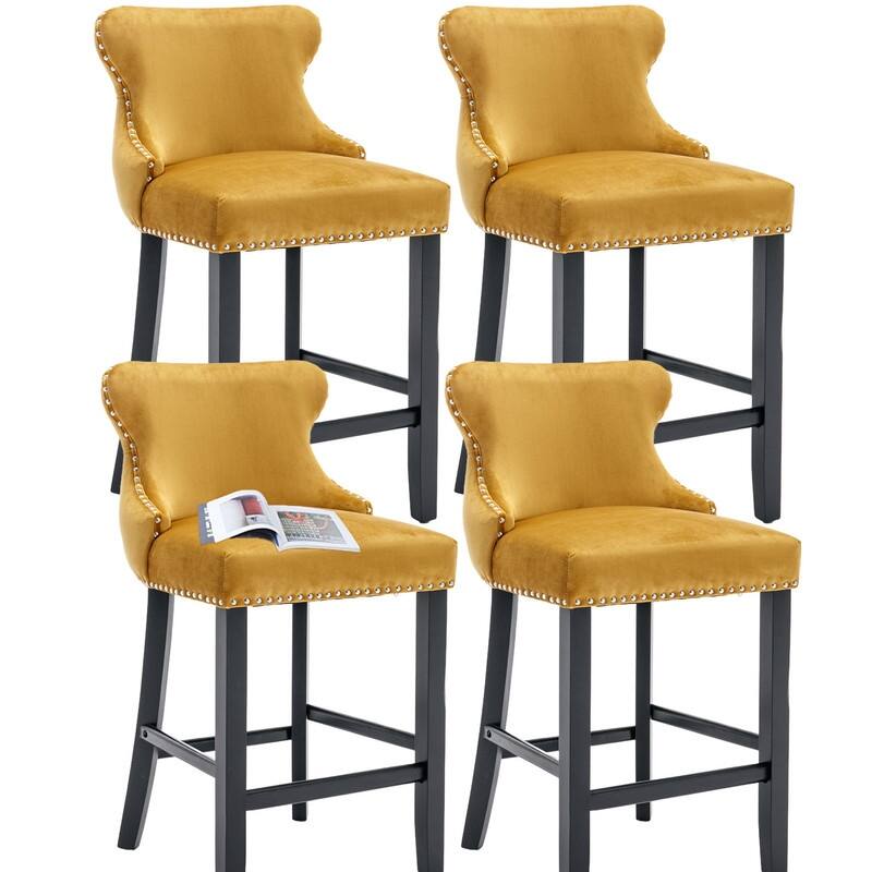 Upholstered Wing Back Bar Stools (Set of 4)