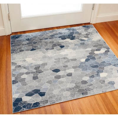 HomeRoots Cobblestone Contemporary Square Area Rug
