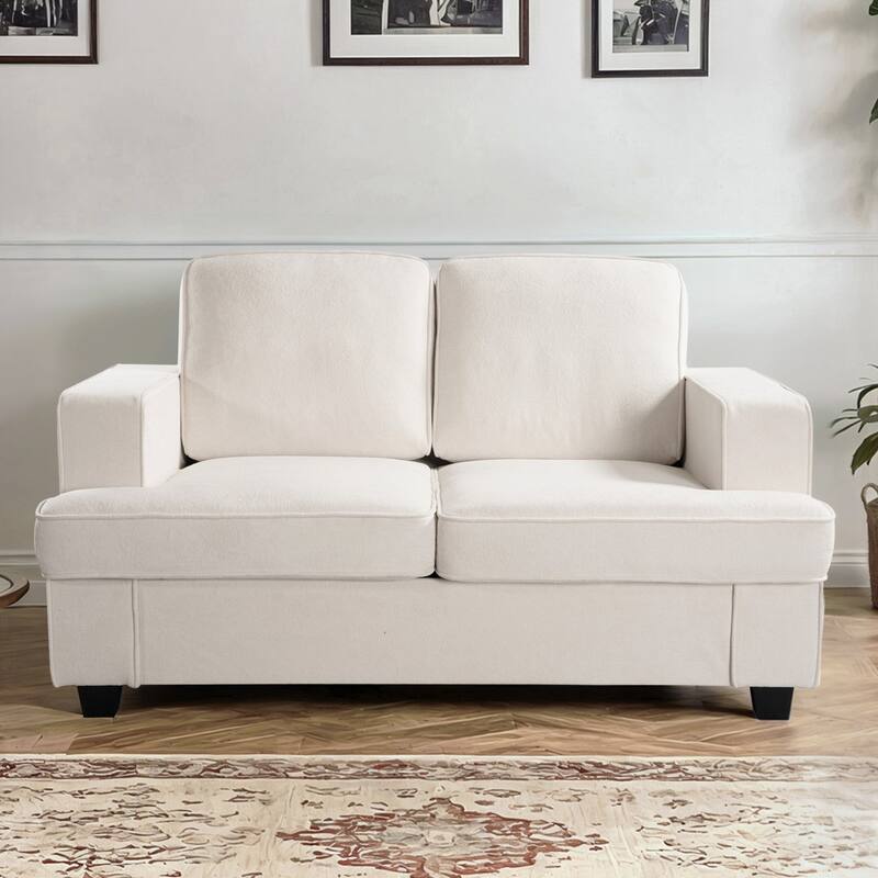 Modern Velvet Loveseat - Ivory