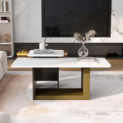 Coffee Table Set of 2, Modern Light Luxury Square End Tables with Spacious Tops, Nesting Center Tables for Small Space
