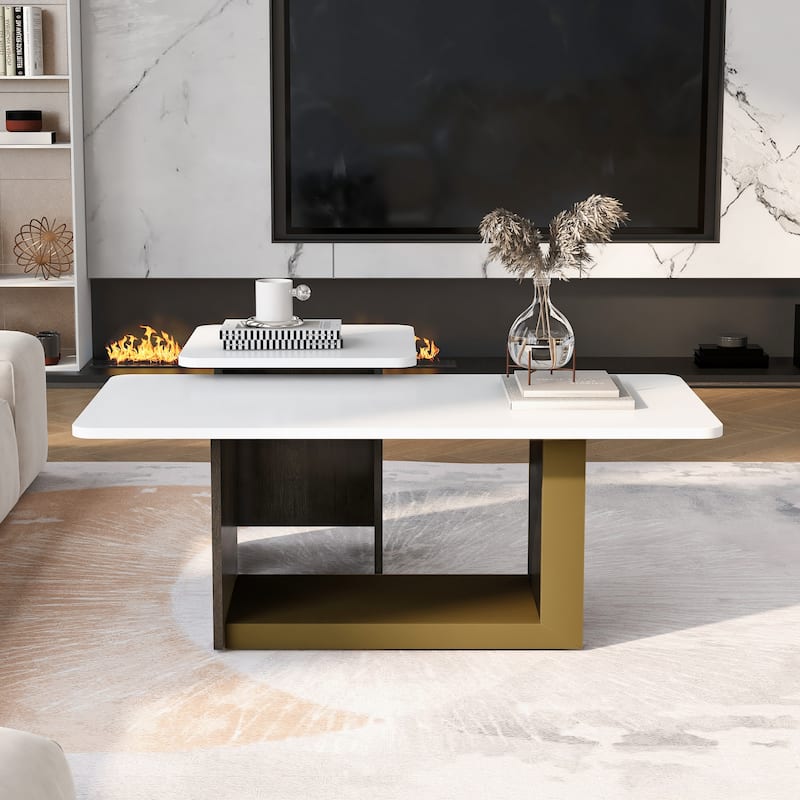 Modern Light Luxury Coffee Table Set of 2, Small Square Coffee End Table with Spacious Top