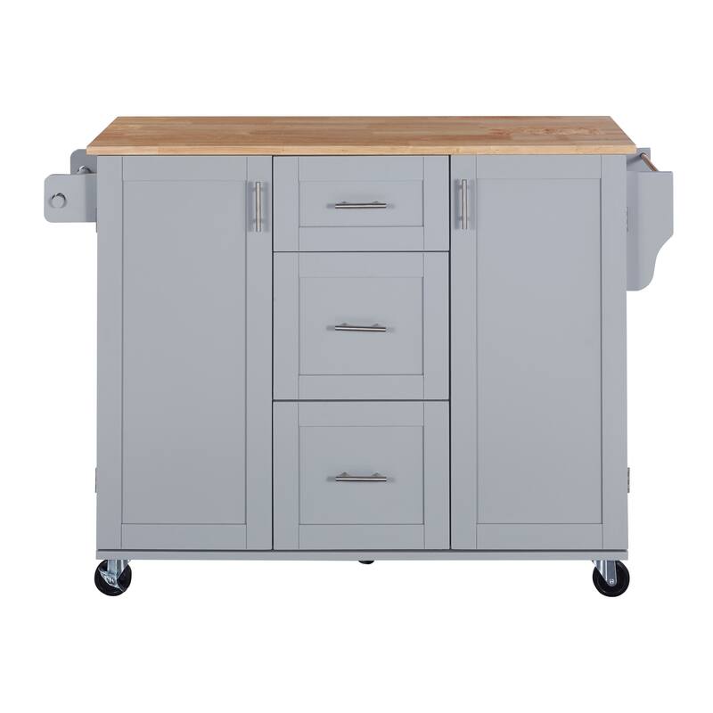 Kitchen Island with 2 Slide-Out Shelf and Internal Storage Rack
