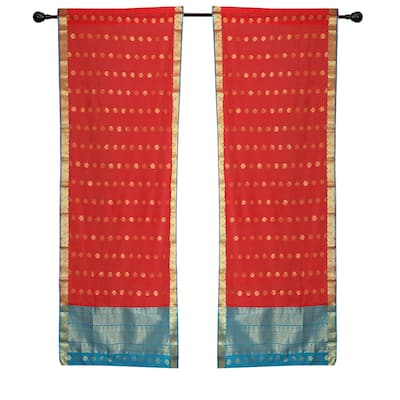 2 Spicy Red Bohemian Sari Curtains Rod Pocket Living Room Window Treatment