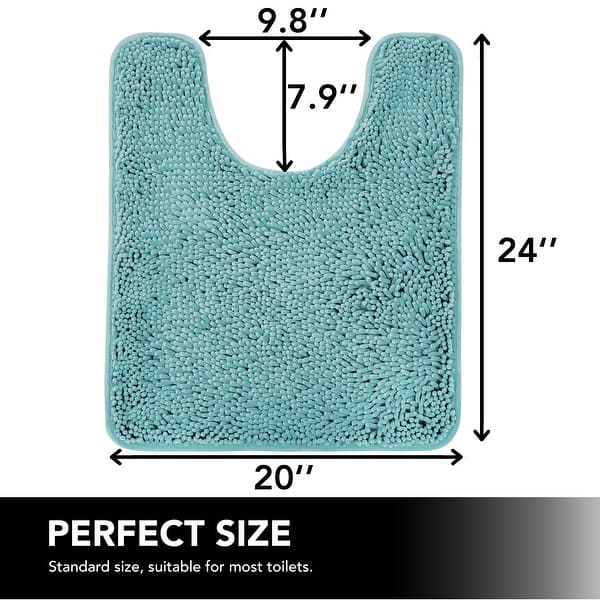 dimension image slide 6 of 7, Deconovo Chenille Bath Rugs - Thick Plush Microfiber, Non-Slip Washable Bathroom Mats