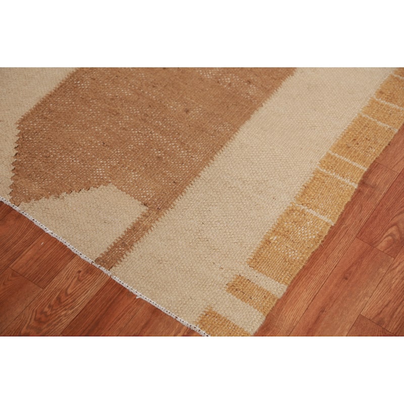 Hand Woven Oriental 100% Jute Carpet Southwestern Modern Brown Kilim Area Rug - 13' 7'' X 10' 2''