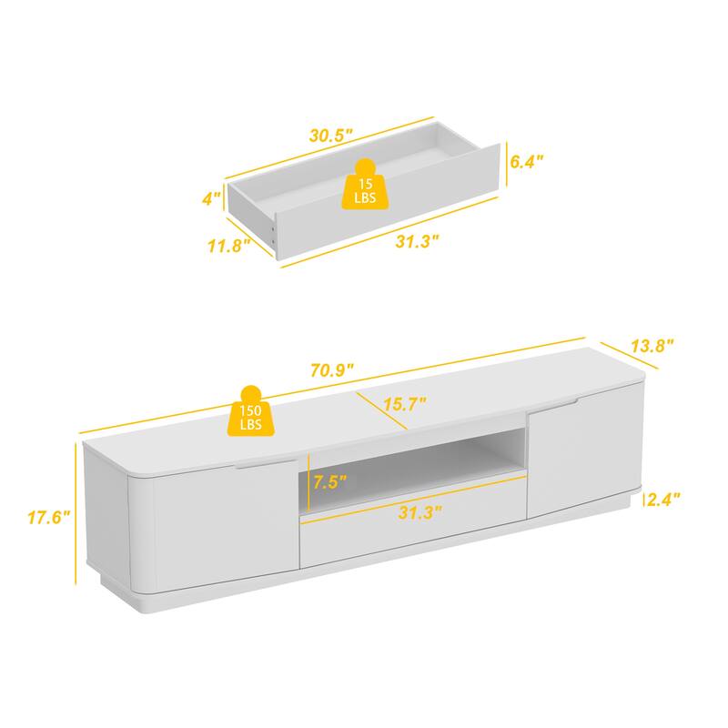 70" Floating TV Stand Inch Entertainment Center with Storage Cabinets