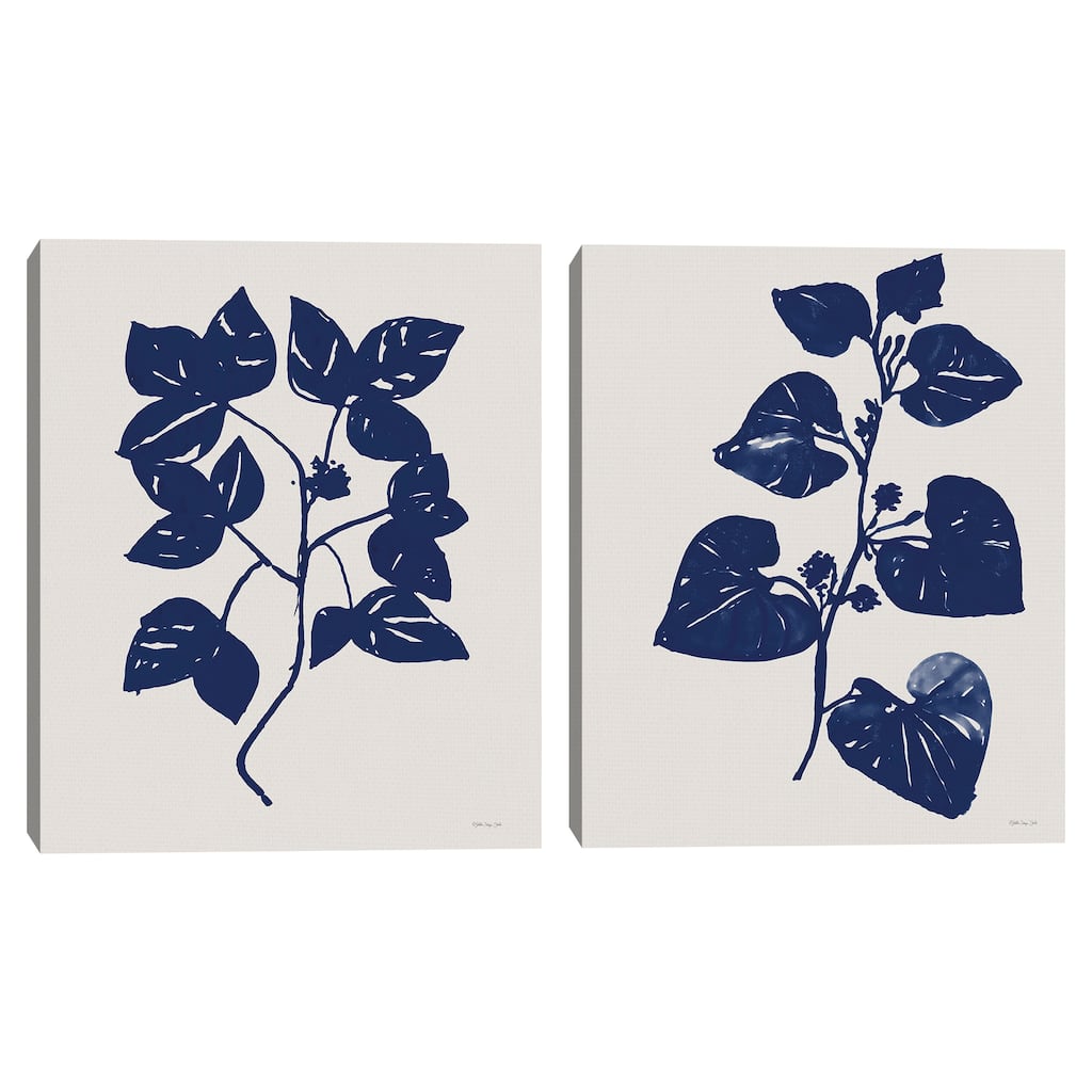Indigo Botanical I, Indigo Botanical II by Stellar Design Studio Canvas Art Prints