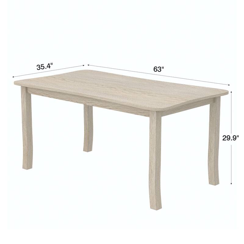 Javlergo 63 Inch Modern Wood Dining table with Curved Edge