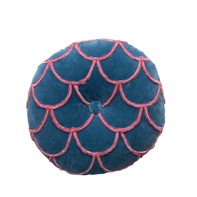 Cotton Pillow with Tufted Scallop Pattern
