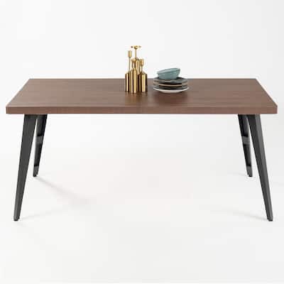 HomyLin 63-inch Dining Table Rectangular for 4-6 with Wooden Top and Metal Legs