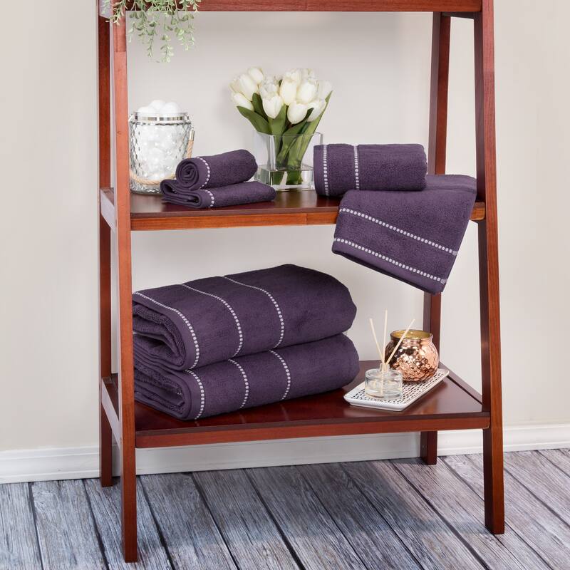 6PC Towel Set - Cotton Bathroom Accessories - Quick Dry Towels by Lavish Home