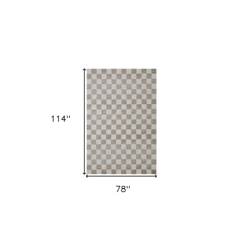HomeRoots Checkered Modern Rectangle Area Rug - 7' X 10'