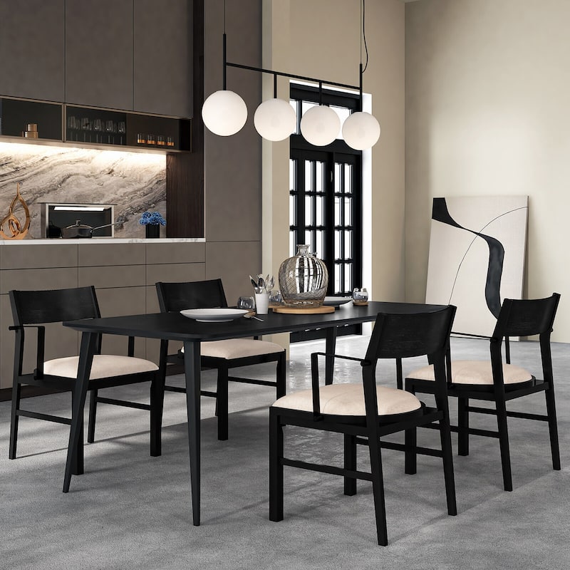 Gymax Dining Chair w/ Arms Set of 4 Modern Kitchen Chairs w/ Contoured
