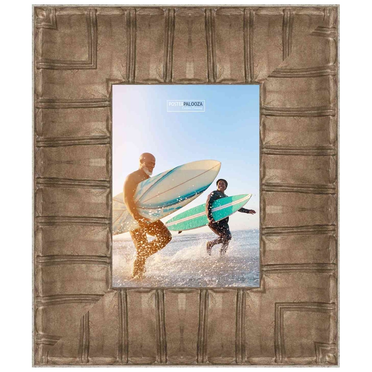 8x5 Distressed/Aged Silver Complete Wood Picture Frame with UV Acrylic, Foam Board Backing, & Hardware