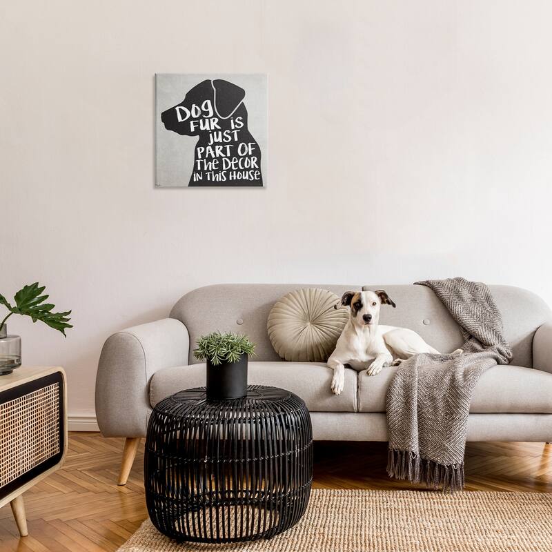 Stupell Dog Fur Décor Phrase Humor Black Lab Family Pet Canvas Wall Art