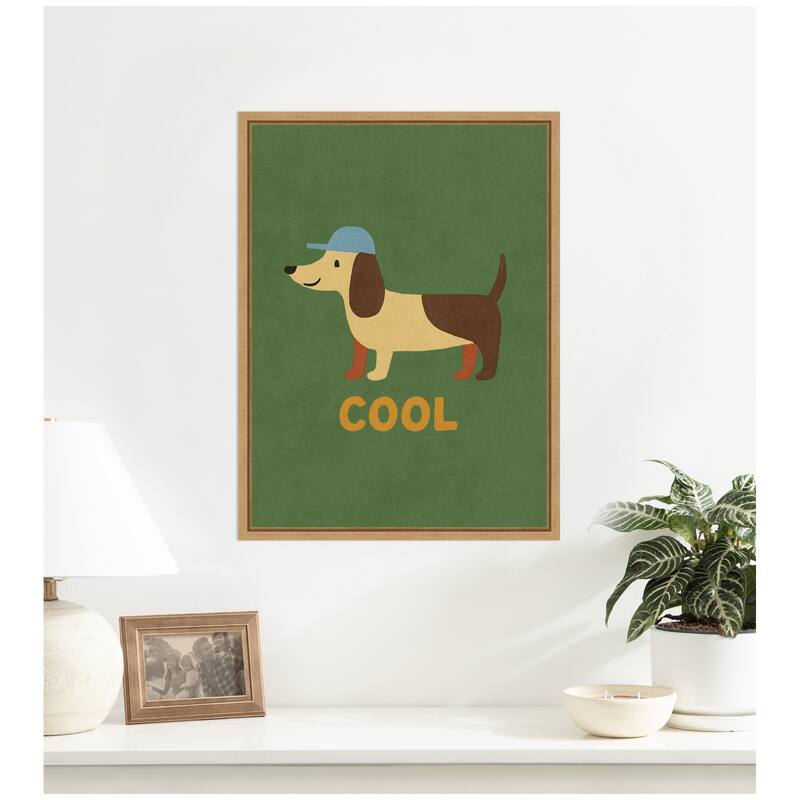 Kate and Laurel Cool Dog by Laura Moss Framed Canvas Wall Art Print