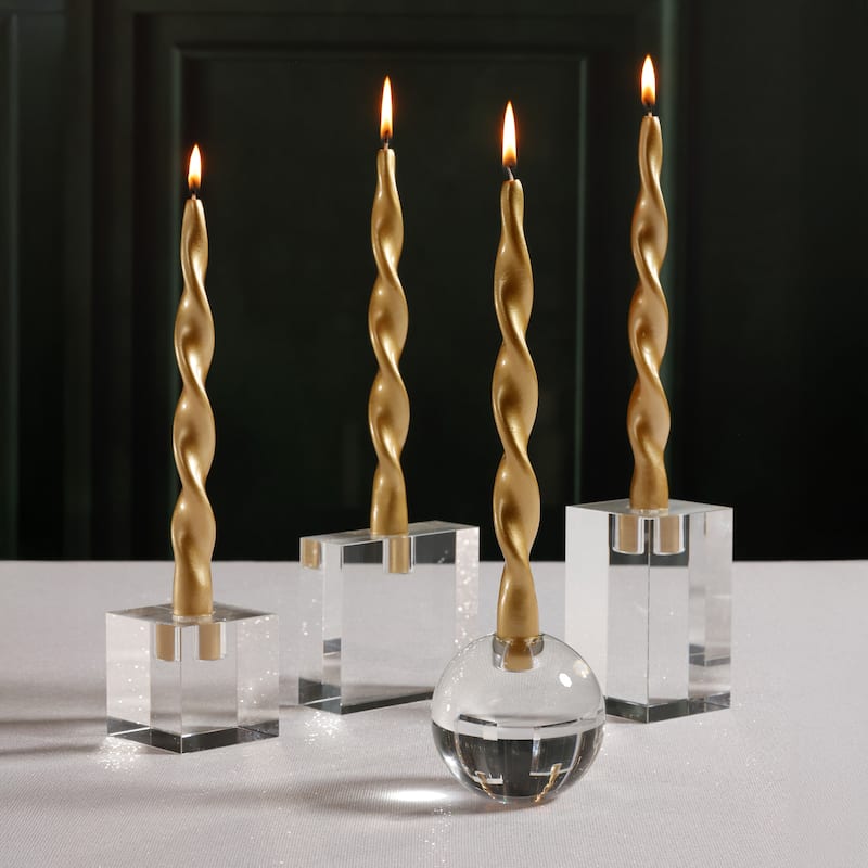 Lumière Twist Formal Taper Candles, Set of 12 - Holiday Table Décor