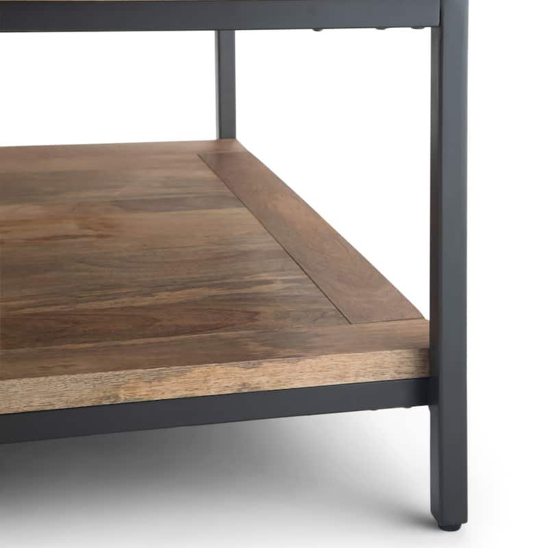 WYNDENHALL Rhonda Solid Mango Wood & Metal Industrial Coffee Table - 34 W x 34 D x 18 H