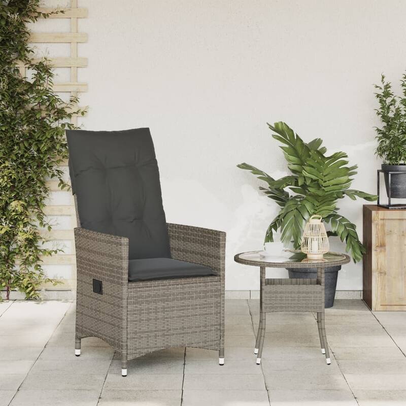 vidaXL Reclining Patio Chairs with Cushions Armchair Outdoor Seating Poly Rattan - 23.2 x 22.0 x 36.2