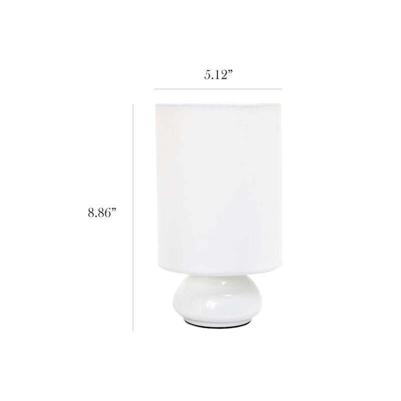 Simple Designs Gemini Colors 2 Pack Mini Touch Table Lamp Set with Fabric Shades