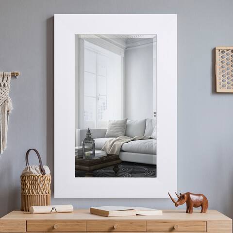 White Framed Accent Mirror - 0.9" D x 24" W x 36" H