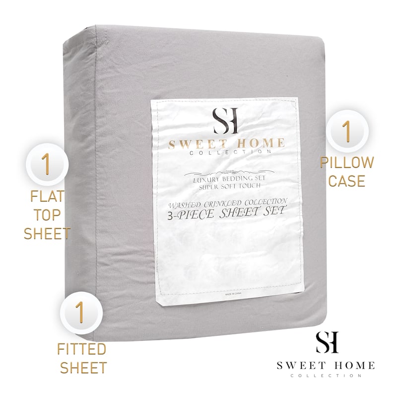 Sweet Home Collection Vintage Wash MIcrofiber Crinkle Sheet Sets