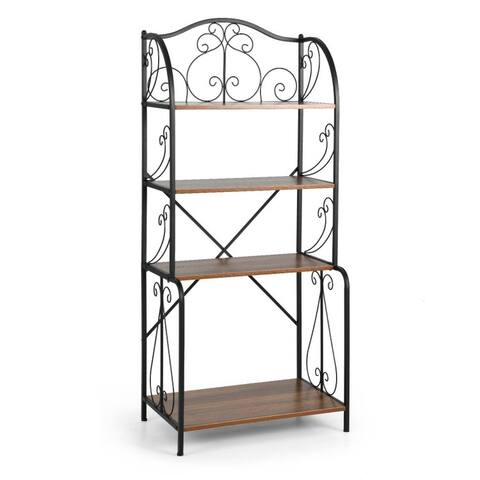 4-Tier Industrial Kitchen Baker's Rack with Open Shelves and X-Bar - 26" x 16.5" x 60"