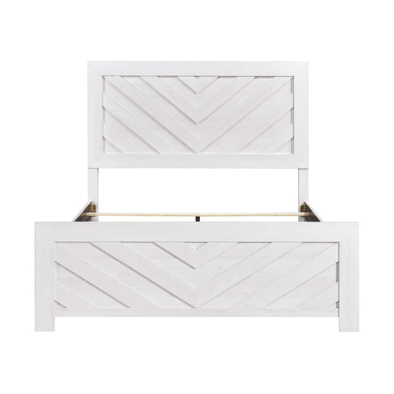Contemporary White Finish Queen Size Panel Bed Wooden Bedroom Furniture 1pc, Bed in a Box - White
