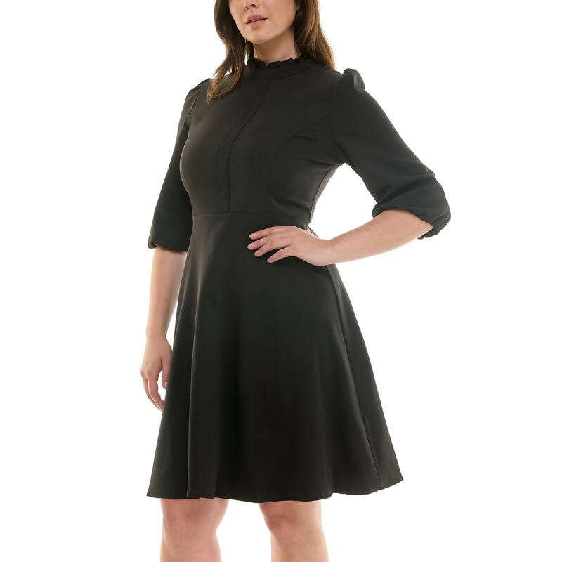Nanette Lepore High-Neck Ruffle Dress - Black - 14