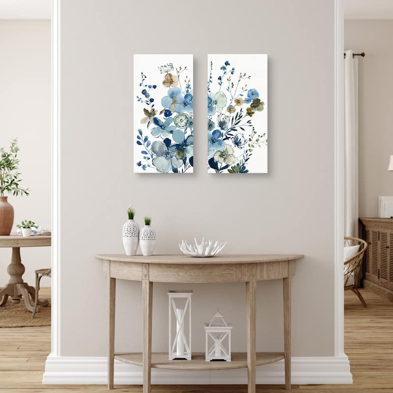 Blue Blossoming Garden I, Blue Blossoming Garden II by Asia Jensen Canvas Art Prints
