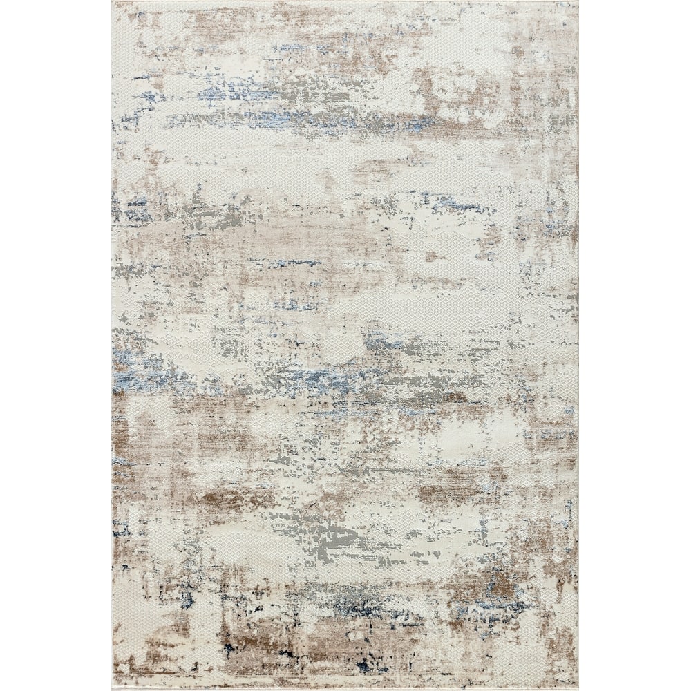 Omari Collection Cream Abstract Traditional Area Rug