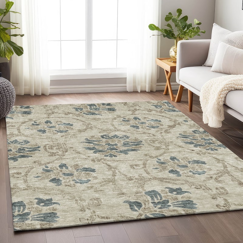 Premium Washable Super Soft Persian Floral Mayfield Rug - Beige - 8' x 10' - Rectangle