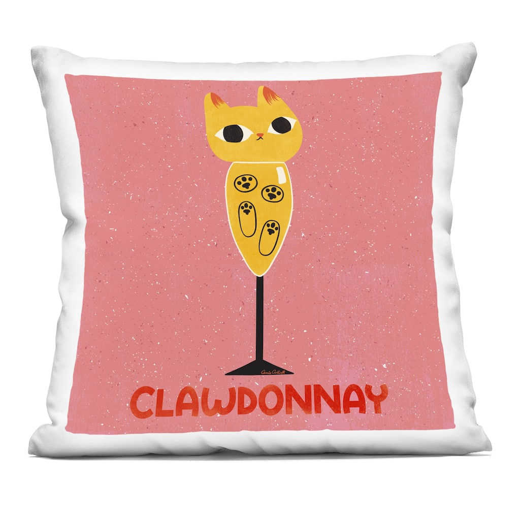Stupell Clawdonnay Feline Wine Decorative Printed Throw Pillow Design by Carrie Cantwell